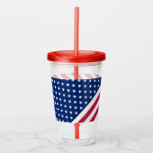 アメリカ国旗の星ストライプカスタムモノグラムの アクリルタンブラー (正面)