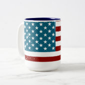 アメリカ国旗の星ストライプ赤白青 ツートーンマグカップ (正面左)