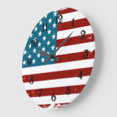 アメリカ国旗の星ストライプ赤白青 ラージ壁時計 (傾斜)