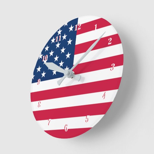 アメリカ国旗の時計アメリカ愛国心 ラウンド壁時計 (傾斜)