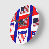 アメリカ国旗の時計 ラウンド壁時計 (傾斜)