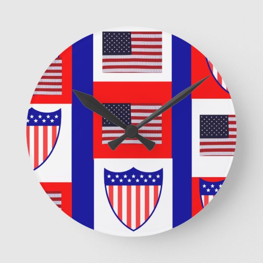 アメリカ国旗の時計 ラウンド壁時計 (正面)