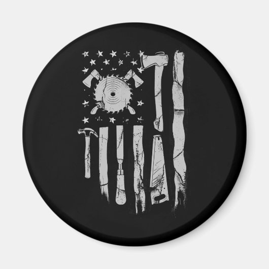 アメリカ国旗の木工大工の木工細工 マグネット (正面)