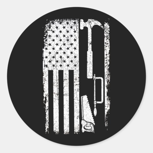 アメリカ国旗の木工大工の木工細工 ラウンドシール (正面)