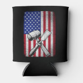 アメリカ国旗の木工職人の木工木工 缶クーラー (正面)