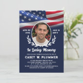 アメリカ国旗の楕円形フォトライフお祝い 招待状 (スタンド正面)