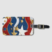 アメリカ国旗の歪みクラシックトランプ ラゲッジタグ (正面横)