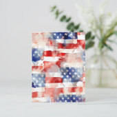 アメリカ国旗の水彩模様 ポストカード (スタンド正面)