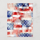 アメリカ国旗の水彩模様 ポストカード (正面)