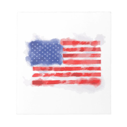 アメリカ国旗の水彩画 ベテランと愛国者のためのデザイン ノートパッド (正面)