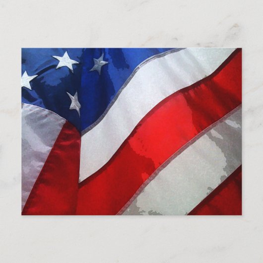 アメリカ国旗の水彩画 ポストカード (正面)