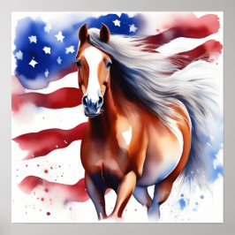 アメリカ国旗の水色のポスター付き愛国馬 ポスター