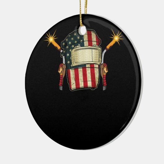 アメリカ国旗の溶接ヘルメット形状かわいい溶接機 セラミックオーナメント (左)