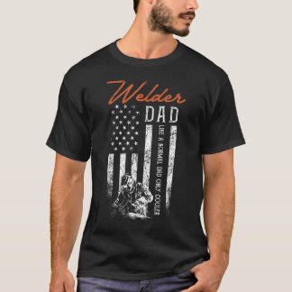 アメリカ国旗の溶接工お父さんTシャツ 普通のお父さんと違うのはよりクールなところ USA Tシャツ