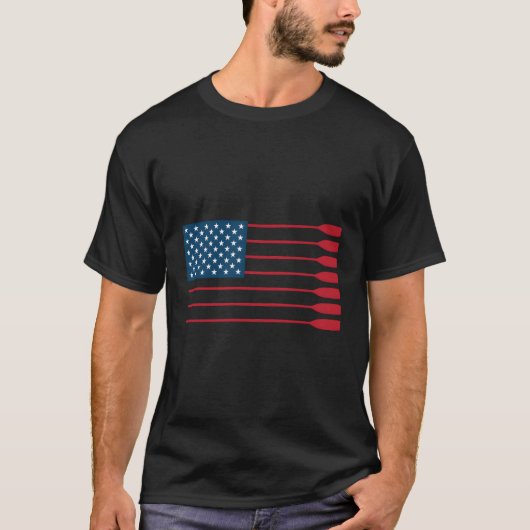 アメリカ国旗の漕ぎ漕ぎ漕ぎ Tシャツ (正面)