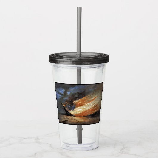 アメリカ国旗の火に反乱軍の内戦の旗艦 アクリルタンブラー (正面)