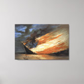 アメリカ国旗の火に反乱軍の内戦の旗艦 キャンバスプリント (正面)