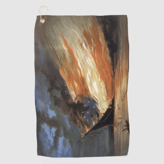 アメリカ国旗の火に反乱軍の内戦の旗艦 ゴルフタオル (正面)