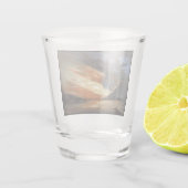 アメリカ国旗の火に反乱軍の内戦の旗艦 ショットグラス (裏面)