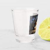 アメリカ国旗の火に反乱軍の内戦の旗艦 ショットグラス (左)