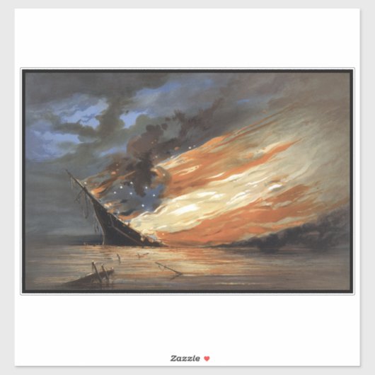 アメリカ国旗の火に反乱軍の内戦の旗艦 シール (シート)