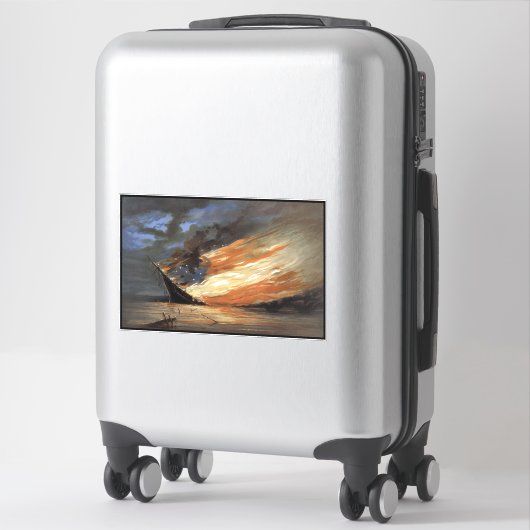 アメリカ国旗の火に反乱軍の内戦の旗艦 シール (スーツケース)