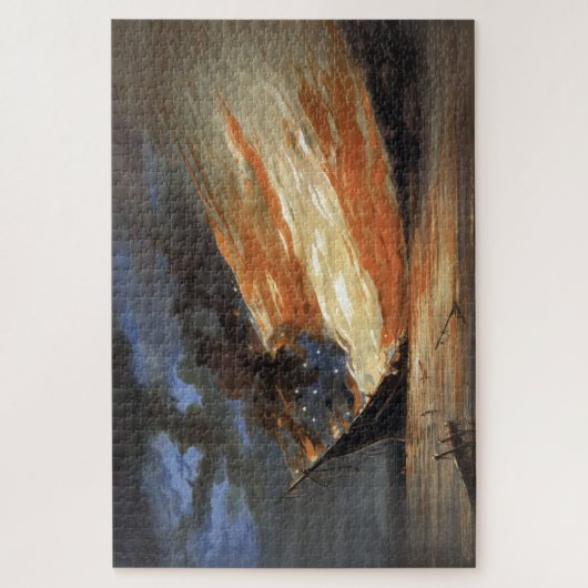 アメリカ国旗の火に反乱軍の内戦の旗艦 ジグソーパズル (縦)