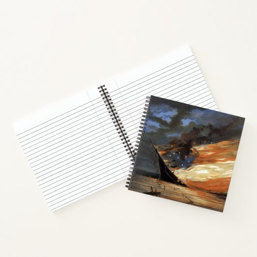 アメリカ国旗の火に反乱軍の内戦の旗艦 ノートブック (内部)