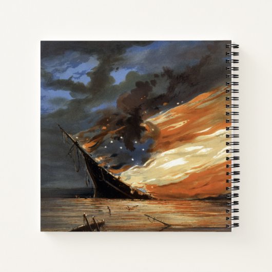 アメリカ国旗の火に反乱軍の内戦の旗艦 ノートブック (裏面)