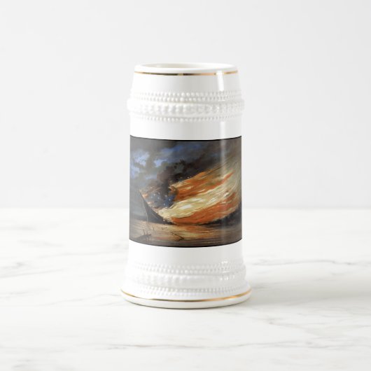 アメリカ国旗の火に反乱軍の内戦の旗艦 ビールジョッキ (中央)