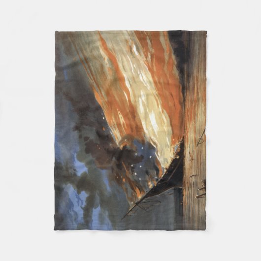 アメリカ国旗の火に反乱軍の内戦の旗艦 フリースブランケット (正面)