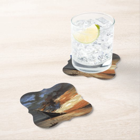 アメリカ国旗の火に反乱軍の内戦の旗艦 ペーパーコースター (インサイチュ)