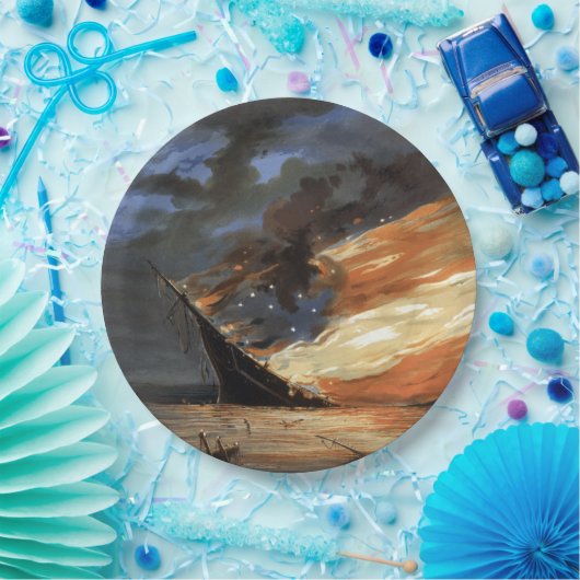 アメリカ国旗の火に反乱軍の内戦の旗艦 ペーパープレート (パーティー)