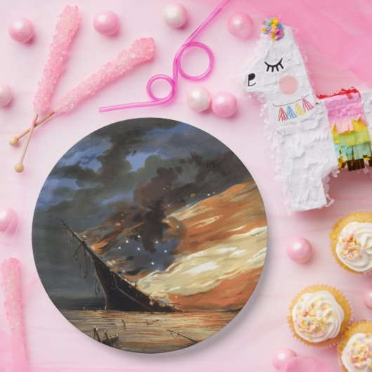 アメリカ国旗の火に反乱軍の内戦の旗艦 ペーパープレート (パーティー)