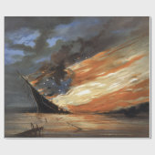 アメリカ国旗の火に反乱軍の内戦の旗艦 ラッピングペーパー (フラット)