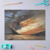 アメリカ国旗の火に反乱軍の内戦の旗艦 薄葉紙 (クラフト)