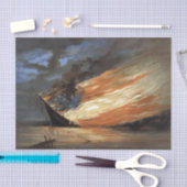 アメリカ国旗の火に反乱軍の内戦の旗艦 薄葉紙 (クラフト)