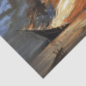 アメリカ国旗の火に反乱軍の内戦の旗艦 薄葉紙 (詳細)