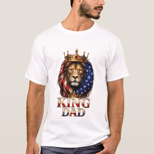 アメリカ国旗の父ライオン Tシャツ (正面)