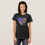 アメリカ国旗の犬とネコの前足7月4日 Tシャツ (正面フル)