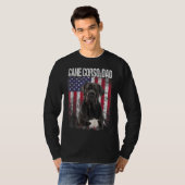 アメリカ国旗の犬の愛人と誇りを持った一緒のキネコーソパパ Tシャツ (正面フル)
