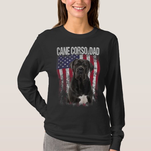 アメリカ国旗の犬の愛人と誇りを持った一緒のキネコーソパパ Tシャツ (正面)