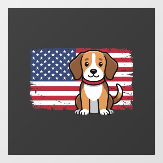 アメリカ国旗の犬 愛国的なベクター ウィンドウサイン (シート)