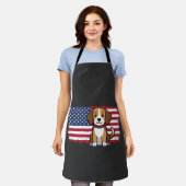 アメリカ国旗の犬 愛国的なベクター エプロン (着用した状態)