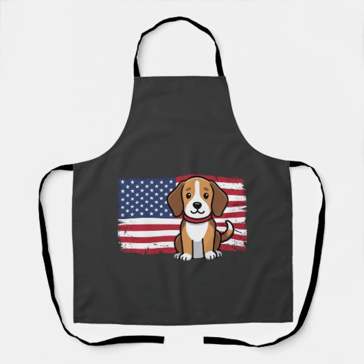 アメリカ国旗の犬 愛国的なベクター エプロン (正面)