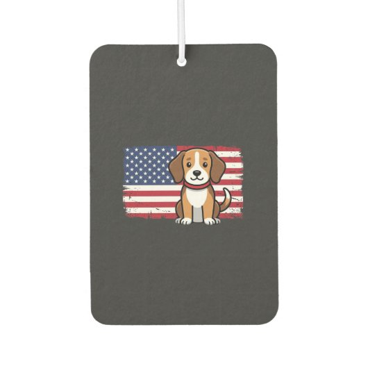アメリカ国旗の犬 愛国的なベクター カーエアーフレッシュナー (正面)