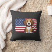 アメリカ国旗の犬 愛国的なベクター クッション (ブランケット)
