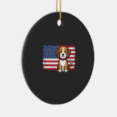 アメリカ国旗の犬 愛国的なベクター セラミックオーナメント (右)
