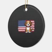 アメリカ国旗の犬 愛国的なベクター セラミックオーナメント (左)