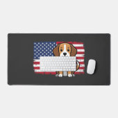 アメリカ国旗の犬 愛国的なベクター デスクマット (キーボード&マウス)